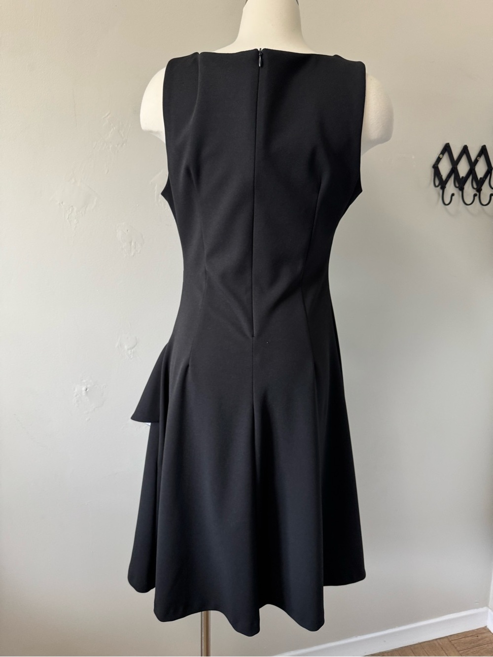 Joseph Ribkoff Black Midi Dress with White Ruffle Accent size 14 - Picture 2 of 11